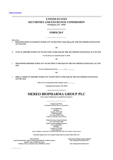 Thumbnail Mereo BioPharma Group 20-F Annual Report 