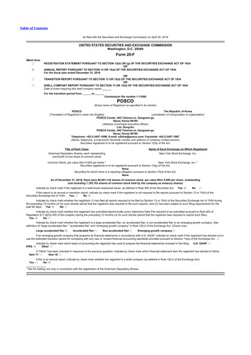 Miniature POSCO 20-F Rapport annuel 2018