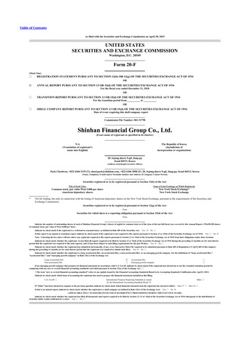 Thumbnail Shinhan Financial Group
 20-F Annual Report 2018