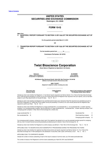 Thumbnail Twist Bioscience
 10-Q Quarterly Report FY2019 