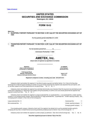 Vorschaubild Ametek 10-Q Quartalsbericht 2019 