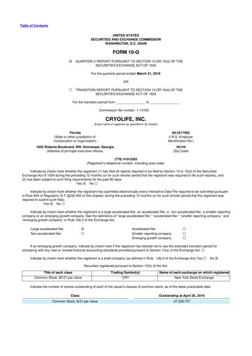 Thumbnail Artivion 10-Q Quarterly Report FY2019 