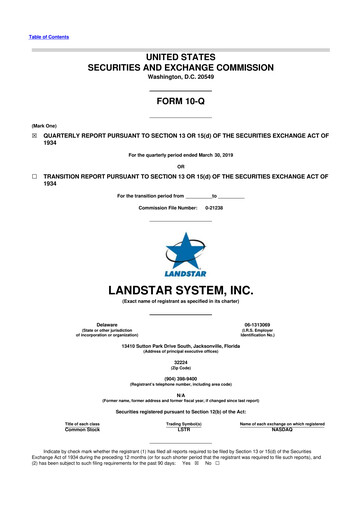 Thumbnail Landstar System
 10-Q Quarterly Report FY2019 