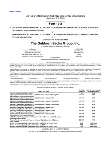 Vorschaubild Goldman Sachs 10-Q Quartalsbericht 2019 