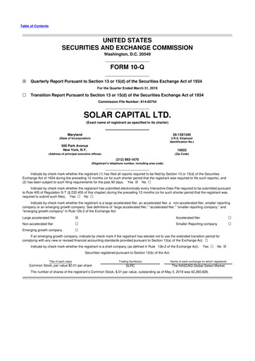 Vorschaubild SLR Investment 10-Q Quartalsbericht  