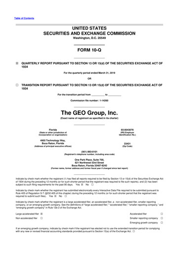 Thumbnail Geo Group 10-Q Quarterly Report FY2019 