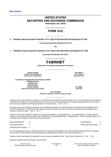 Thumbnail Fabrinet
 10-Q Quarterly Report FY2019 