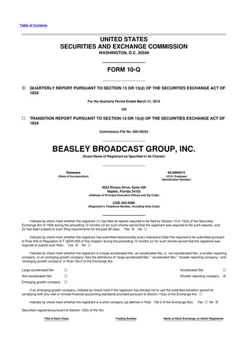 Thumbnail Beasley Broadcast Group
 10-Q Quarterly Report FY2019 