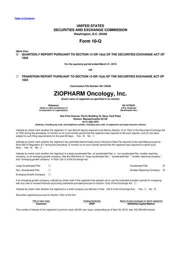 Vorschaubild Alaunos Therapeutics 10-Q Quartalsbericht 2019 