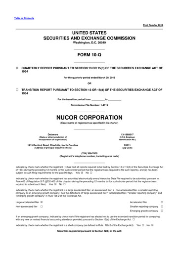Vorschaubild Nucor
 10-Q Quartalsbericht 2019 