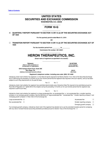 Thumbnail Heron Therapeutics 10-Q Quarterly Report FY2019 