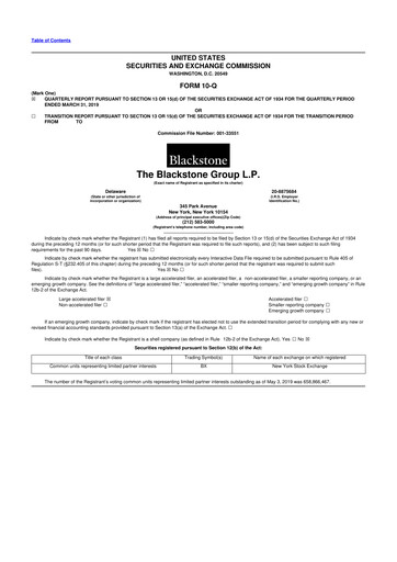 Thumbnail Blackstone Group 10-Q Quarterly Report FY2019 