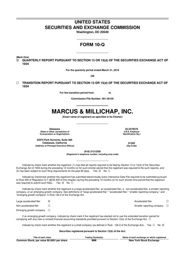 Miniature Marcus & Millichap 10-Q Rapport trimestriel 2019 