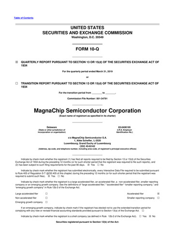 Vorschaubild Magnachip Semiconductor 10-Q Quartalsbericht 2019 