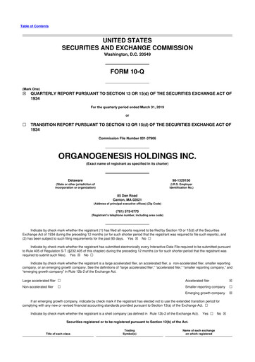 Thumbnail Organogenesis 10-Q Quarterly Report FY2019 