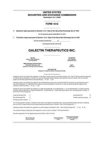Thumbnail Galectin Therapeutics 10-Q Quarterly Report FY2019 