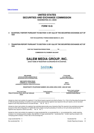 Thumbnail Salem Media Group
 10-Q Quarterly Report FY2019 