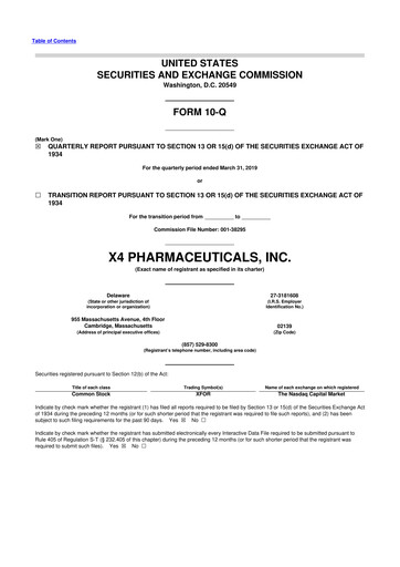 Thumbnail X4 Pharmaceuticals
 10-Q Quarterly Report FY2019 