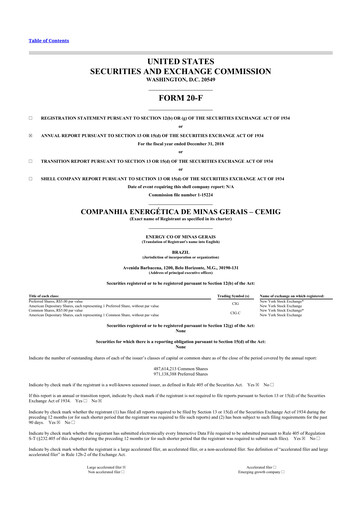 Vorschaubild Cemig 20-F Jahresbericht 