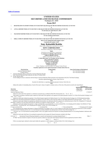 Thumbnail Sony 20-F Annual Report 2019