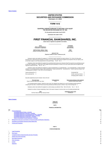 Vorschaubild First Financial Bankshares 10-Q Quartalsbericht 2019 