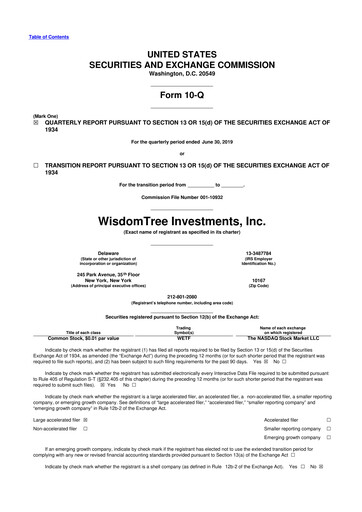 Thumbnail WisdomTree
 10-Q Quarterly Report FY2019 