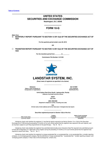Thumbnail Landstar System
 10-Q Quarterly Report FY2019 