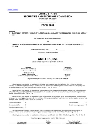 Vorschaubild Ametek 10-Q Quartalsbericht 2019 