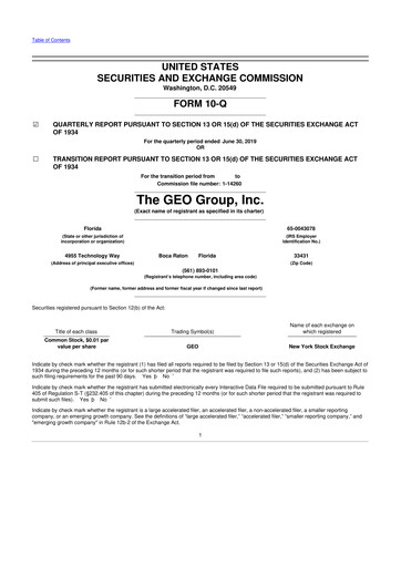 Thumbnail Geo Group 10-Q Quarterly Report FY2019 