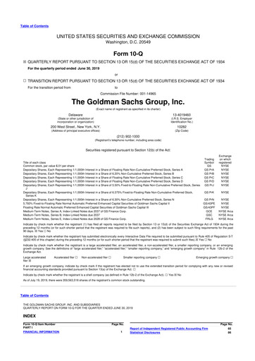 Vorschaubild Goldman Sachs 10-Q Quartalsbericht 2019 