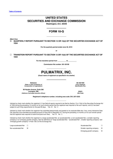Thumbnail Pulmatrix 10-Q Quarterly Report FY2019 