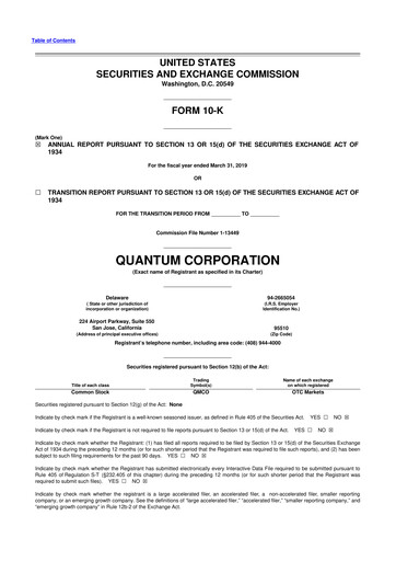 Vorschaubild Quantum Corporation 10-K Jahresbericht 2019