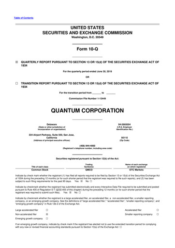 Thumbnail Quantum Corporation 10-Q Quarterly Report FY2019 