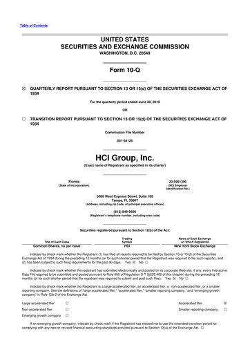 Thumbnail HCI Group
 10-Q Quarterly Report FY2019 