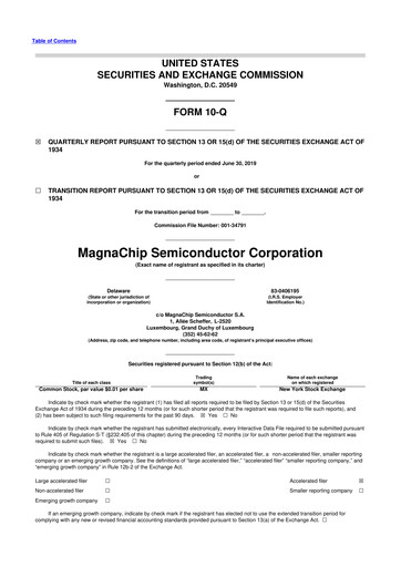 Vorschaubild Magnachip Semiconductor 10-Q Quartalsbericht 2019 