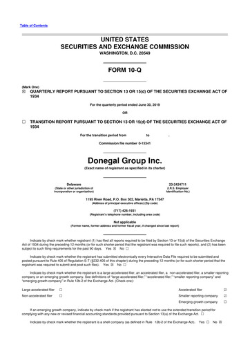 Thumbnail Donegal Group 10-Q Quarterly Report FY2019 