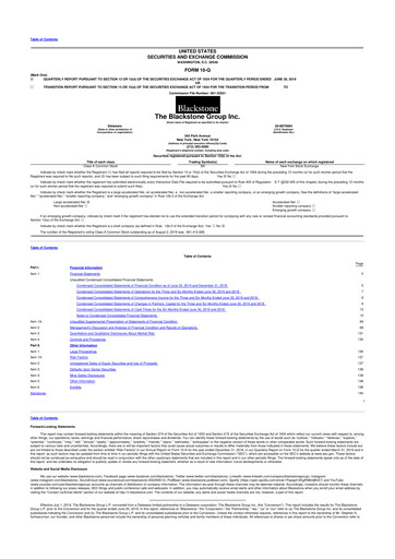 Thumbnail Blackstone Group 10-Q Quarterly Report FY2019 