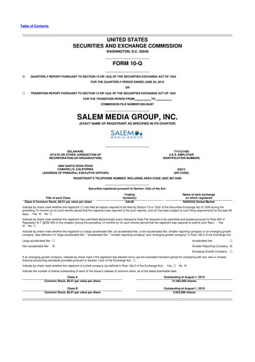 Thumbnail Salem Media Group
 10-Q Quarterly Report FY2019 