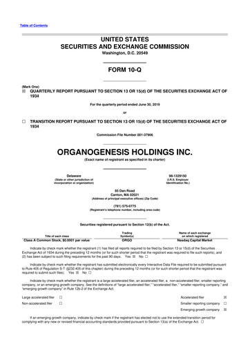 Thumbnail Organogenesis 10-Q Quarterly Report FY2019 