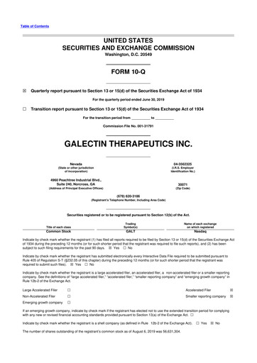 Thumbnail Galectin Therapeutics 10-Q Quarterly Report FY2019 
