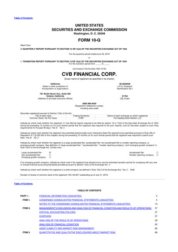 Thumbnail CVB Financial 10-Q Quarterly Report FY2019 