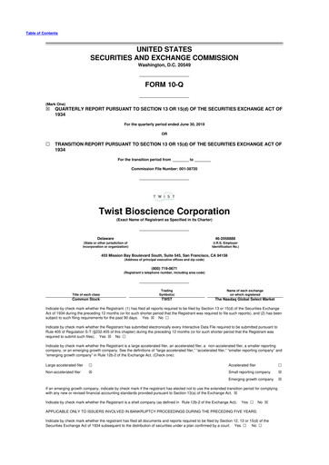 Thumbnail Twist Bioscience
 10-Q Quarterly Report FY2019 