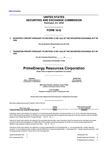 Thumbnail PrimeEnergy Resources 10-Q Quarterly Report FY2019 