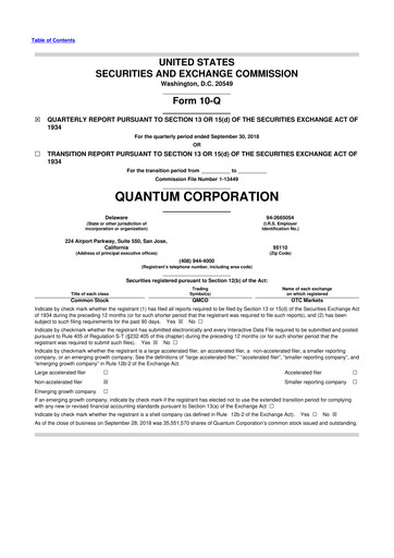 Thumbnail Quantum Corporation 10-Q Quarterly Report FY2019 