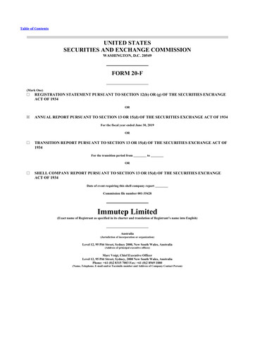 Thumbnail Immutep 20-F Annual Report 2019