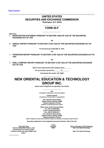 Vorschaubild New Oriental 20-F Jahresbericht 2019