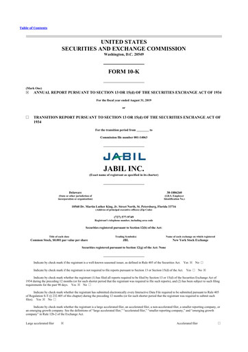 Thumbnail Jabil 10-K Annual Report 2019