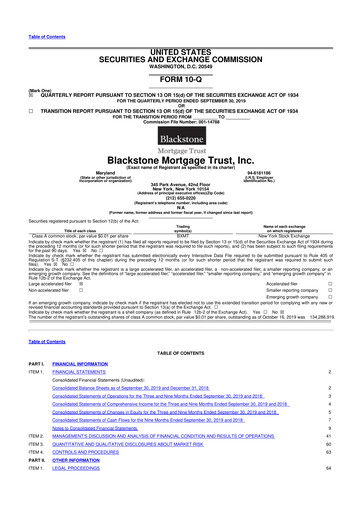Thumbnail Blackstone Mortgage Trust
 10-Q Quarterly Report FY2019 