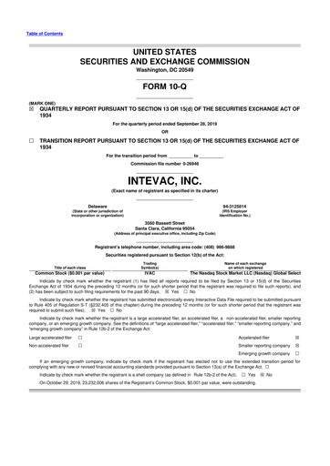 Thumbnail Intevac
 10-Q Quarterly Report FY2019 