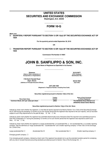 Thumbnail John B. Sanfilippo & Son 10-Q Quarterly Report FY2020 